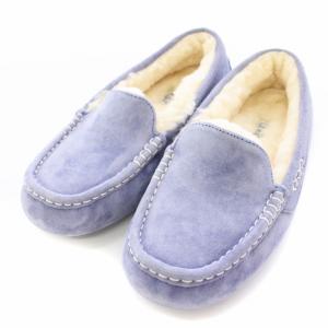アンスレー Ansley ローファー モカシン ムートン USA7 24cm 青紫 S/N3312 /TK