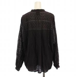 Spick&Span シャツ ブラウス 総レース 刺繍 バンドカラー 長袖 F 黒 ダークグレー 21-051-200-9010-3-0