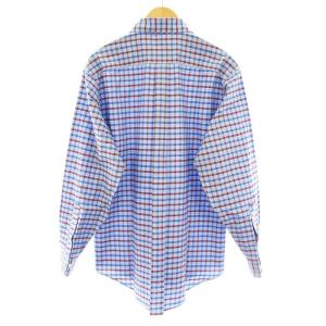 Brooks Brothers ボタンダウンシャツ 長袖 チェック柄 コットン M 水色 青 ブルー 赤 レッド /KU