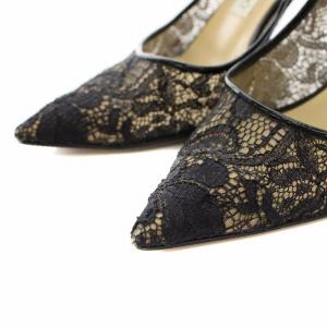JIMMY CHOO アグネス AGNES パンプス ポインテッドトゥ ハイヒール レース エナメル 花柄 37 24.0cm