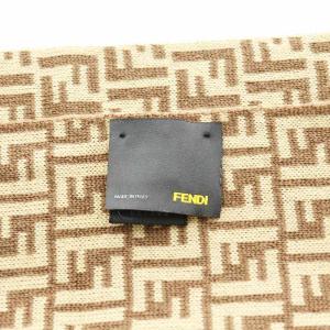 FENDI ズッカ柄 マフラー 総柄 ウール ベージュ 茶 ブラウン /AN9 OH