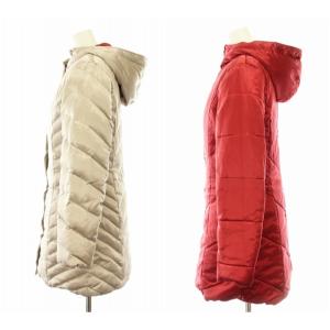 dama collection 13016-02386 ダウンコート ロング リバーシブル フード ジップアップ M ライトグレー 赤