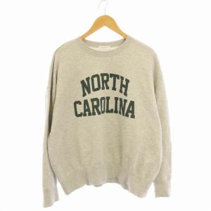 カレッジプリントスウェットプルオーバー トレーナー 長袖 グレー 16121754824 /EE