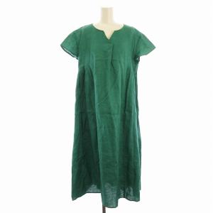 ワンピース ロング 麻 リネン 半袖 緑 グリーン 61260001370 /EE