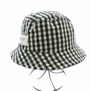 バケットハット バケハ 帽子 チェック柄 ナイロン ロゴ F 黒 ブラック 白 ホワイト /BB