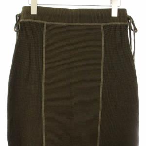 BEAMS BOY ミリタリー ニット スカート 13-27-0018-126 タイト ロング マキシ リボン F オリーブ