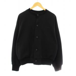 GLJK-21F2013 ニットカーディガン ニットジャケット 裏起毛 ロゴ 刺繍 F 黒 ブラック /KU
