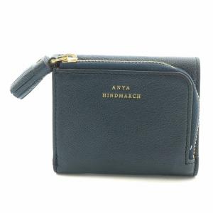 ANYA HINDMARCH ピーピング アイズ 三つ折り財布 ネイビー