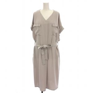 Vネックスキッパーとろみワンピース ひざ丈 半袖 One ライトグレー DR85-26E504 /YM