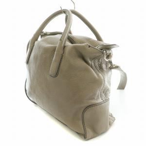 HIROFU 2WAY ハンドバッグ ショルダーバッグ ロゴ レザー グレー /BB