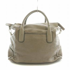 HIROFU 2WAY ハンドバッグ ショルダーバッグ ロゴ レザー グレー /BB