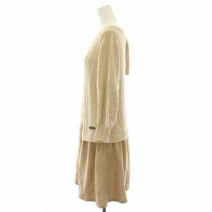 BURBERRY BLUE LABEL ニットワンピース ひざ丈 長袖 ケーブル編み カシミヤ混 38 ベージュ E1J952-604-40 /YT