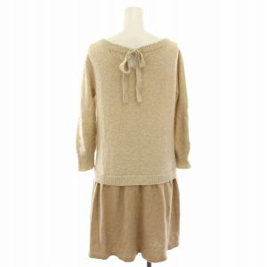 BURBERRY BLUE LABEL ニットワンピース ひざ丈 長袖 ケーブル編み カシミヤ混 38 ベージュ E1J952-604-40 /YT