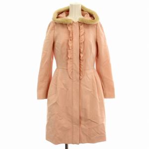 フード コート HS0001 中綿ライナー付 ファー ロング コート フリル 0 ピンク /G