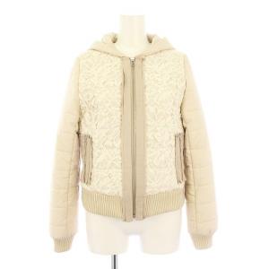 3716201 中綿ジャケット ブルゾン フード ジップアップ レース 38 ライトベージュ /KU