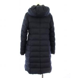 LANVIN en Bleu ヘリンボンダウンコート 3806115 フード ロング ジップアップ 38 紺 ネイビー /KU