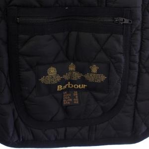 Barbour キルティングベスト ジップアップ Vネック 40 黒 ブラック タグ付き /BB