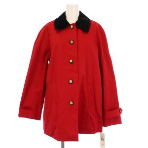ステンカラーコート アウター ロング丈 コーデュロイ 切替 裏地総柄 L 赤 レッド タグ付き /BB