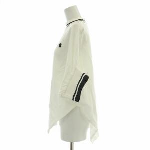sacai カットソー 半袖 ハイネック ストレッチ ロゴ ボーダー 鹿の子 1 白 ホワイト /BB