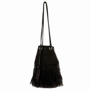 marco masi 巾着 ショルダーバッグ フリンジ レザー 黒 ブラック /G