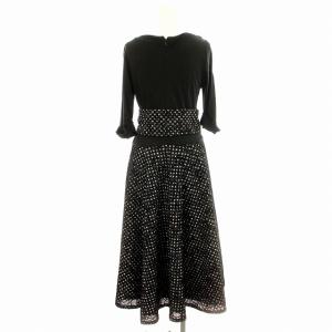 Lois CRAYON ワンピース 13000178 五分袖 ドット 花柄 ロング M 黒 ブラック /G