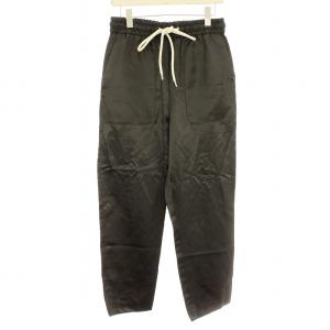 PRJRNX0601 ワクロスサテン クロップドパンツ テーパード 38 黒 ブラック /KU