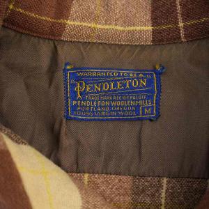 PENDLETON 70s ヴィンテージ シャツ 長袖 チェック柄 ウール M ブラウン /BM