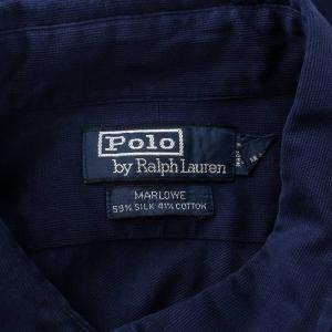 Polo by Ralph Lauren MARLOWE カジュアルシャツ 長袖 レギュラーカラー 無地 シルク XXL 紺 ネイビー /BB