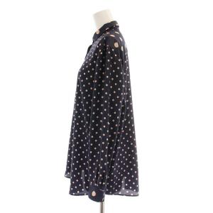 Paul Smith BLACK シャツ ブラウス 長袖 ラウンドカラー 丸襟 ドット柄 総柄 40 紺 ネイビー /BB