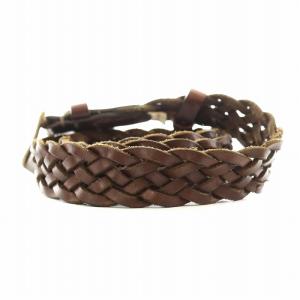 WAREHOUSE ベルト 編み込み レザー L 茶 ブラウン /AN11