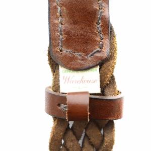 WAREHOUSE ベルト 編み込み レザー L 茶 ブラウン /AN11