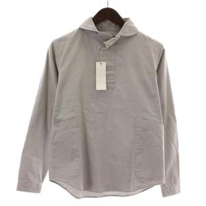 シャツ ブラウス プルオーバー ハーフボタン 長袖 無地 S グレー タグ付き /BB