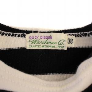 WAREHOUSE Tシャツ カットソー 半袖 クルーネック ボーダー柄 日本製 38 黒 白 /BM