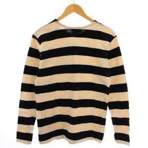 WAREHOUSE Tシャツ カットソー 長袖 クルーネック ボーダー柄 日本製 36 黒 白 /BM