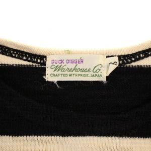 WAREHOUSE Tシャツ カットソー 長袖 クルーネック ボーダー柄 日本製 36 黒 白 /BM