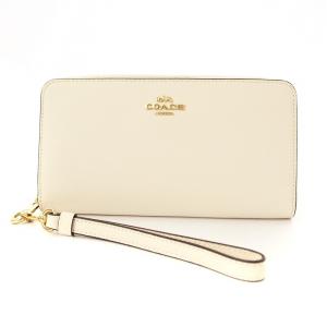 ロング ジップ アラウンド ウォレット 長財布 ロゴ レザー 白 C3441 /MM