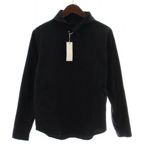 シャツ ブラウス プルオーバー ハーフボタン 長袖 無地 M 黒 ブラック タグ付き /BB