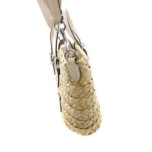 COACH スモール トート かごバッグ 2WAY ショルダーバッグ ストロー レザー ベージュ CJ519 /YM