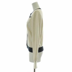 CABaN コットンカシミヤバイカラークルーネックカーディガン F アイボリー ネイビー