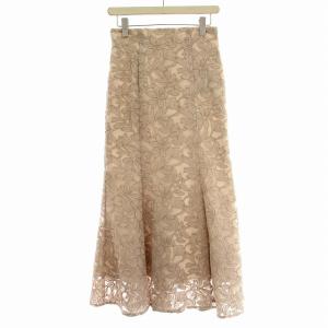 23SS レース スカート 33139400 花柄 ロング フレアスカート 38 ピンクベージュ /G