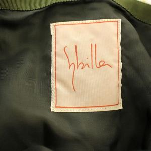 SYBILLA ウール スカート GBHAH-08390 チェック フレアスカート ひざ丈 M 緑 カーキ /G