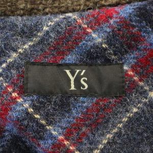 Y's ヨウジヤマモト ウール 変形ポンチョ ニット YY-T73-177 チェック 2 茶 ブルー