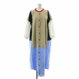 シャツワンピース ミモレ ロング 長袖 バンドカラー オーブ 00 マルチカラー /BB