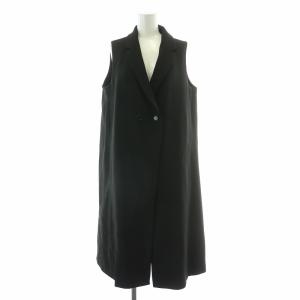 ジレベスト ロング丈 ダブル Vネック 総裏地 M 黒 ブラック /BB