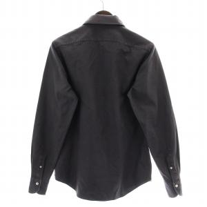 Finamore カジュアルシャツ 長袖 カッタウェイ 無地 M 黒 ブラック