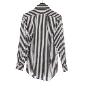 Finamore カジュアルシャツ 長袖 カッタウェイ ストライプ柄 39 白 ホワイト グレー