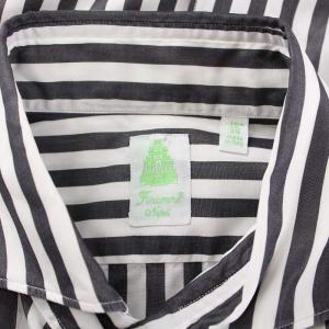 Finamore カジュアルシャツ 長袖 カッタウェイ ストライプ柄 39 白 ホワイト グレー