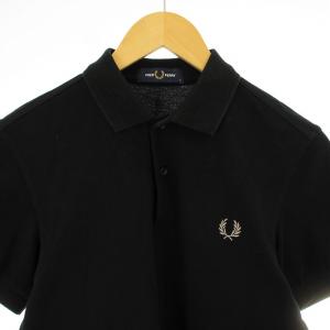 FRED PERRY ポロシャツ 半袖 カットソー ロゴ刺繍 S 黒16177 /MM