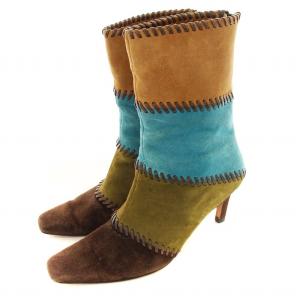 スエード ブーツ ショートブーツ 5.5 茶 カーキ /G