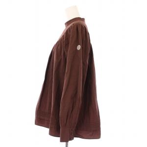 BORDERS at BALCONY フレアシャツ ブラウス 長袖 スタンドカラー 38 茶 ブラウン BD2121-3C-07 /BB
